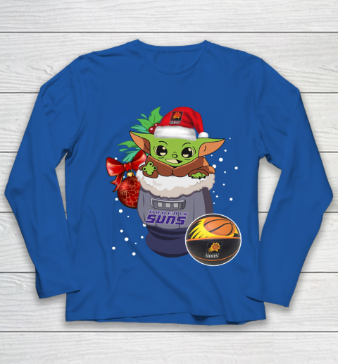 Phoenix Suns Christmas Baby Yoda Star Wars Funny Happy NBA Youth Long Sleeve 9