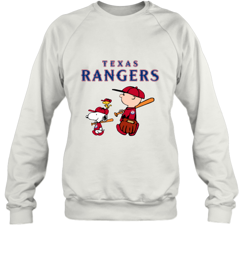 Texas Rangers Let's Play Baseball Together Snoopy MLB Sweatshirt