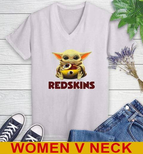 NFL Football Washington Redskins Baby Yoda Star Wars Shirt Women's V-Neck T-Shirt