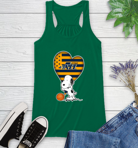 Utah Jazz NBA Basketball The Peanuts Movie Adorable Snoopy Racerback Tank 7