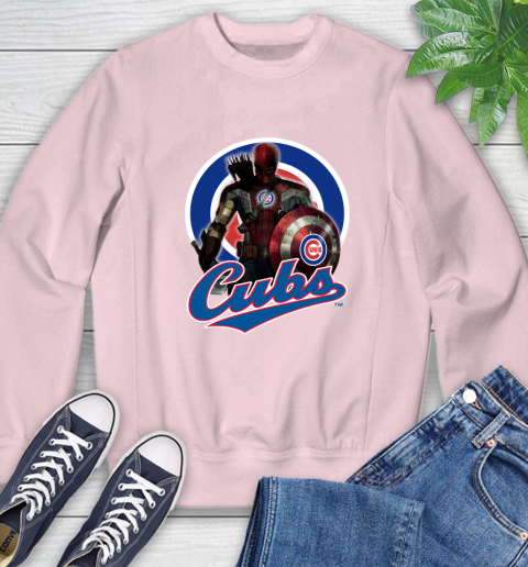 MLB Captain America Thor Spider Man Hawkeye Avengers Endgame Baseball Chicago Cubs Sweatshirt 9