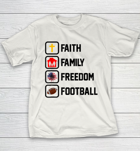 Faith Family Freedom Football Christian Youth T-Shirt