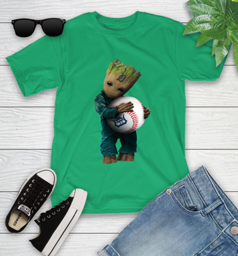MLB Groot Guardians Of The Galaxy Baseball Sports Detroit Tigers Youth T-Shirt 6