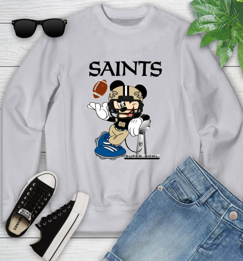 NFL New Orleans Saints Mickey Mouse Disney Super Bowl Football T Shirt Youth Sweatshirt 4