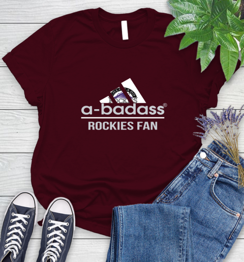 MLB A Badass Colorado Rockies Fan Adidas Baseball Sports Women's T-Shirt 7