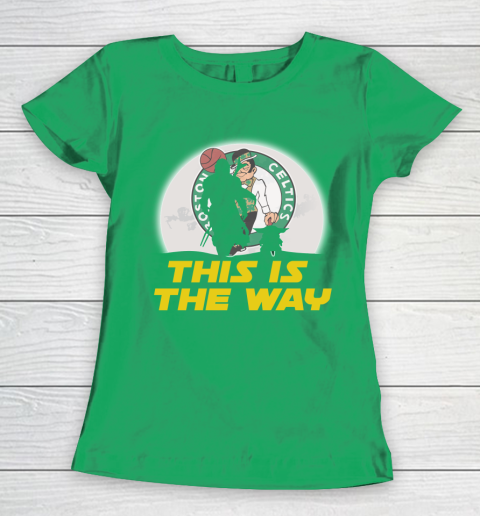 Boston Celtics NBA Basketball Star Wars Yoda And Mandalorian This Is The Way Women's T-Shirt 5