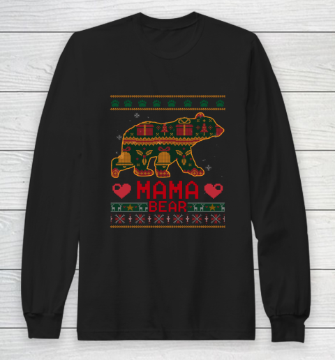 Mama Bear Christmas Pajama Ugly Xmas Sweater Family Gift Long Sleeve T-Shirt