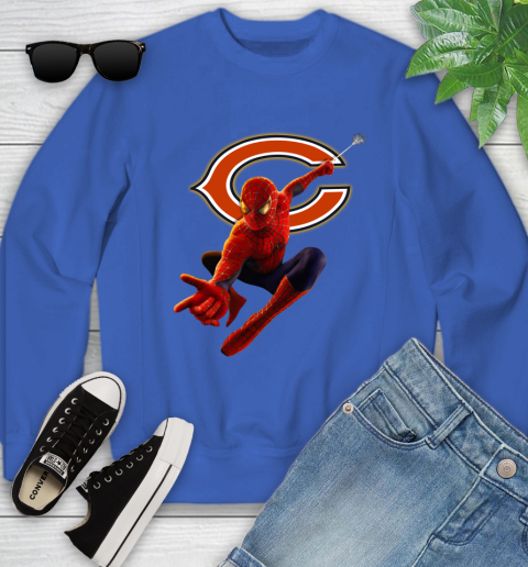NFL Spider Man Avengers Endgame Football Chicago Bears Youth Sweatshirt 8