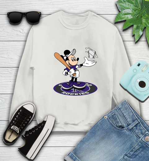 MLB Baseball Colorado Rockies Cheerful Mickey Disney Shirt Sweatshirt 12