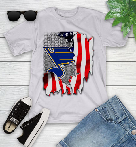 St.Louis Blues NHL Hockey American Flag Youth T-Shirt 4
