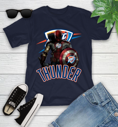 Oklahoma City Thunder NBA Basketball Captain America Thor Spider Man Hawkeye Avengers Youth T-Shirt 3