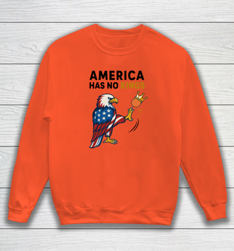 America Has No Kings Eagle Kick Orange Anti Trump Sweatshirt 2