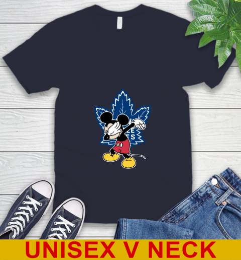 Toronto Maple Leafs NHL Hockey Dabbing Mickey Disney Sports V-Neck T-Shirt 3