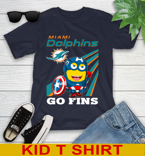 NFL Football Miami Dolphins Captain America Marvel Avengers Minion Shirt Youth T-Shirt 2