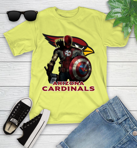 NFL Captain America Thor Spider Man Hawkeye Avengers Endgame Football Arizona Cardinals Youth T-Shirt 8