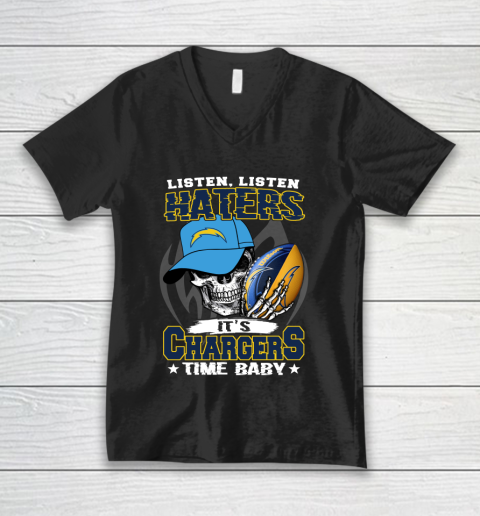 Listen Haters It is CHARGERS Time Baby NFL V-Neck T-Shirt
