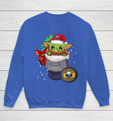 Buffalo Sabres Christmas Baby Yoda Star Wars Funny Happy NHL Youth Sweatshirt 8