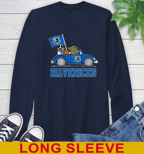 NBA Basketball Dallas Mavericks Darth Vader Baby Yoda Driving Star Wars Shirt Long Sleeve T-Shirt 4