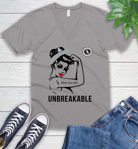 MLB Chicago White Sox Girl Unbreakable Baseball Sports V-Neck T-Shirt 2
