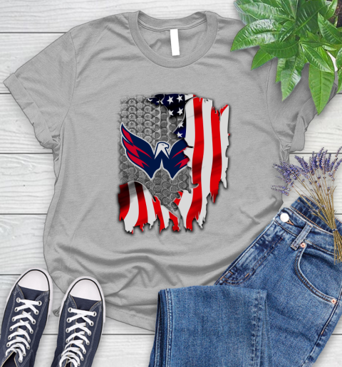 Washington Capitals NHL Hockey American Flag Women's T-Shirt 5