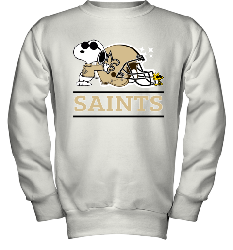 The New Orleans Saints Joe Cool And Woodstock Snoopy Mashup Youth Sweatshirt