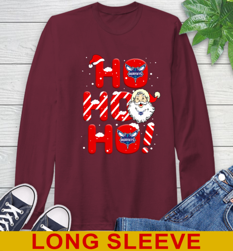 Charlotte Hornets NBA Basketball Ho Ho Ho Santa Claus Merry Christmas Shirt Long Sleeve T-Shirt 7