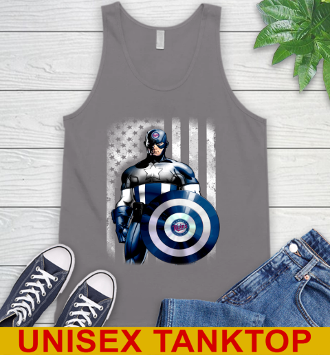 Minnesota Twins MLB Baseball Captain America Marvel Avengers American Flag Shirt Tank Top 6