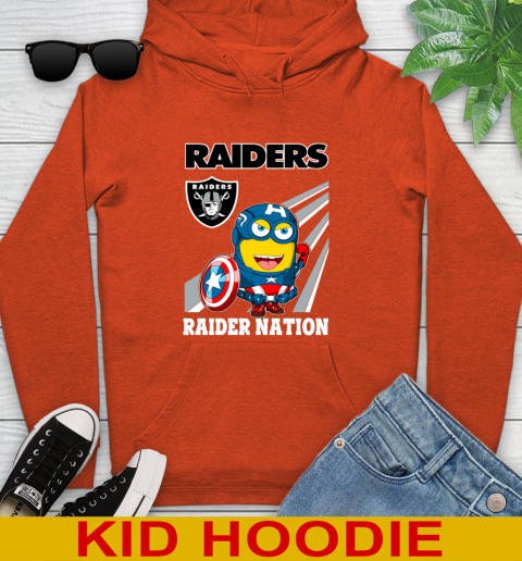 NFL Football Oakland Raiders Captain America Marvel Avengers Minion Shirt Youth Hoodie 4