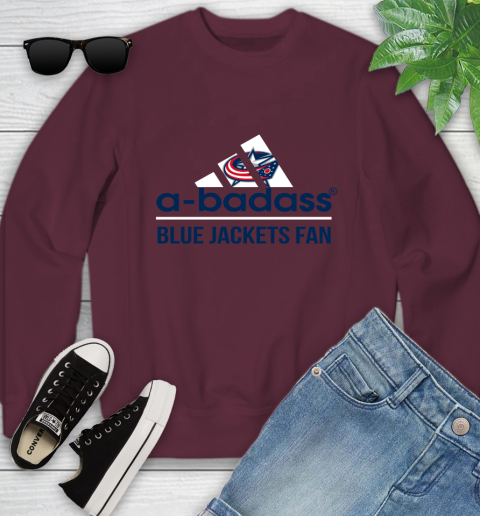 NHL A Badass Columbus Blue Jackets Fan Adidas Hockey Sports Youth Sweatshirt 4