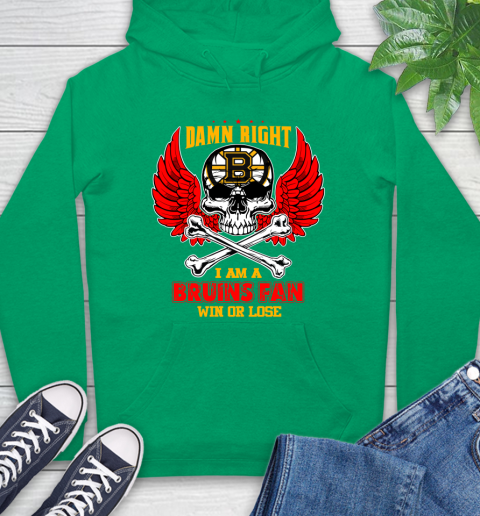NHL Damn Right I Am A Boston Bruins Win Or Lose Skull Hockey Sports Hoodie 8