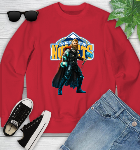 NBA Thor Avengers Endgame Basketball Denver Nuggets Youth Sweatshirt 9