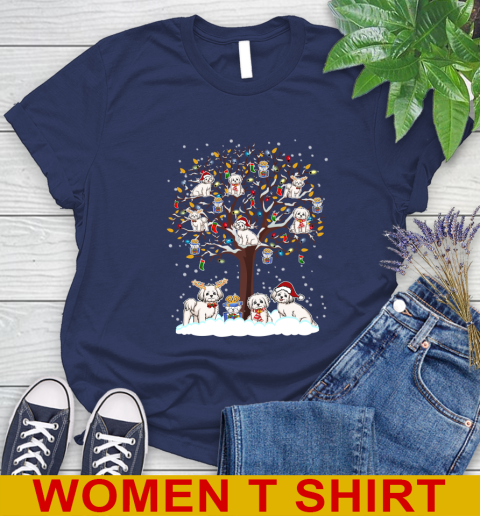 Maltese dog pet lover light christmas tree shirt 96