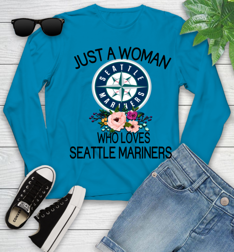 MLB Just A Woman Who Loves Seattle Mariners Baseball Sports Youth Long Sleeve 5