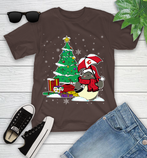 Calgary Flames NHL Hockey Cute Tonari No Totoro Christmas Sports Youth T-Shirt 7