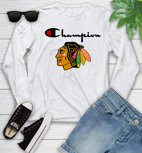NHL Hockey Chicago Blackhawks Champion Shirt Youth Long Sleeve