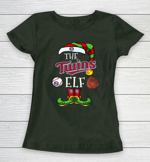 Minnesota Twins Christmas ELF Funny MLB Women's T-Shirt 4