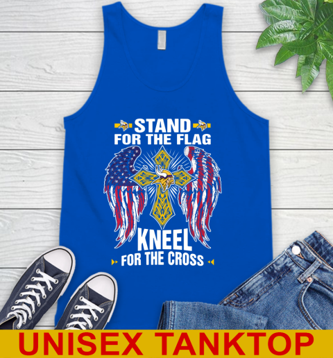 NFL Football Minnesota Vikings Stand For Flag Kneel For The Cross Shirt Tank Top 4