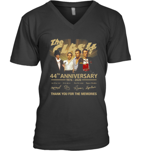 The Clash 44Th Anniversary 1976 2020 Thank You For The Memories Signatures V-Neck T-Shirt