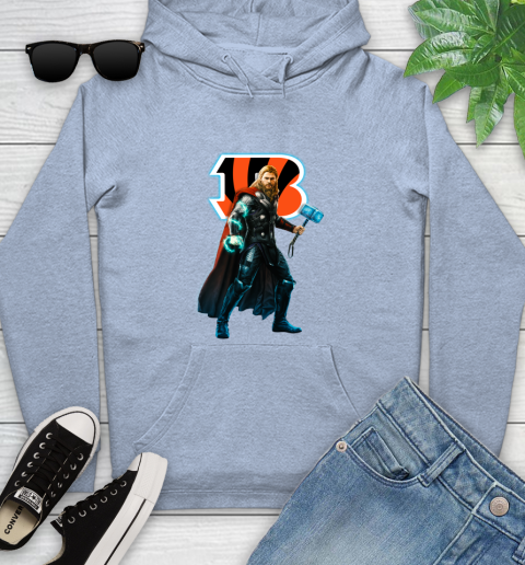 NFL Thor Avengers Endgame Football Cincinnati Bengals Youth Hoodie 10
