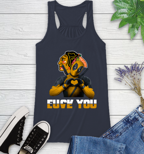 NHL Chicago Blackhawks Deadpool Love You Fuck You Hockey Sports Racerback Tank 10