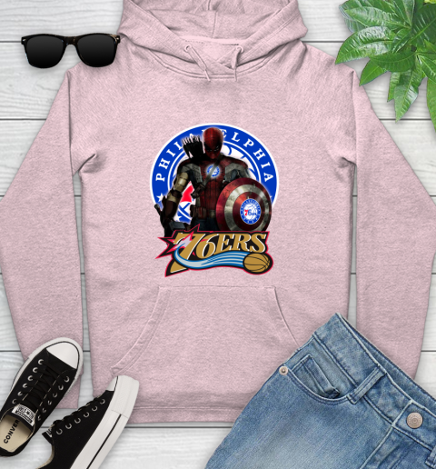 Philadelphia 76ers NBA Basketball Captain America Thor Spider Man Hawkeye Avengers (1) Youth Hoodie 10
