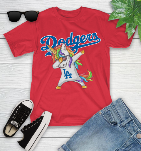 Los Angeles Dodgers MLB Baseball Funny Unicorn Dabbing Sports Youth T-Shirt 10