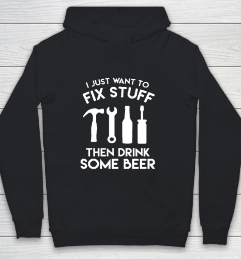 Grandpa Funny Gift Apparel  Fix Stuff And Drink Beer Grandpa Dad Handy Man Youth Hoodie