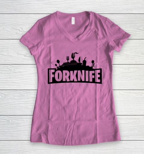 Fortnite Tshirt Forknife Women's V-Neck T-Shirt 8