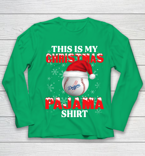Los Angeles Dodgers This Is My Christmas Pajama Shirt MLB Youth Long Sleeve 4
