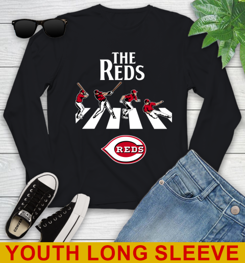 MLB Baseball Cincinnati Reds The Beatles Rock Band Shirt Youth Long Sleeve