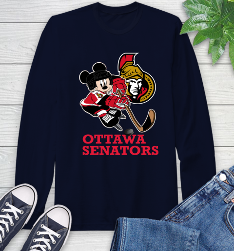 NHL Ottawa Senators Mickey Mouse Disney Hockey T Shirt Long Sleeve T-Shirt 4