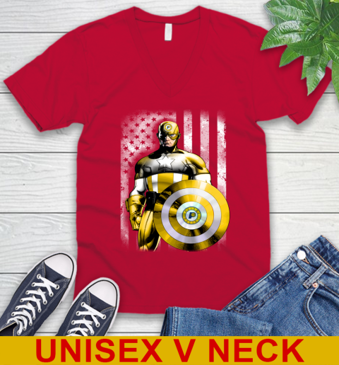Indiana Pacers NBA Basketball Captain America Marvel Avengers American Flag Shirt V-Neck T-Shirt 6