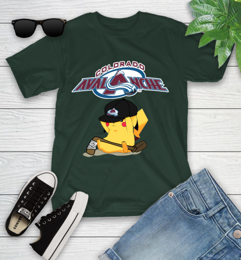 NHL Pikachu Hockey Sports Colorado Avalanche Youth T-Shirt 5