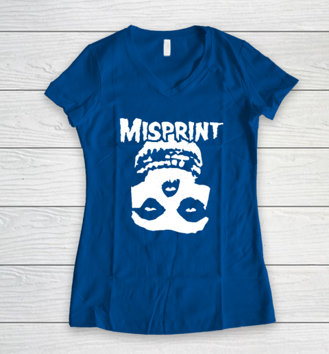 Misprint Skull Funny Misfit Women's V-Neck T-Shirt - Image 6
